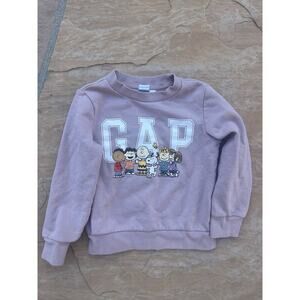 GAP Youth Girl's Small 6-7 Sweatshirt Peanuts Light Purple Fleece Graphic Crew